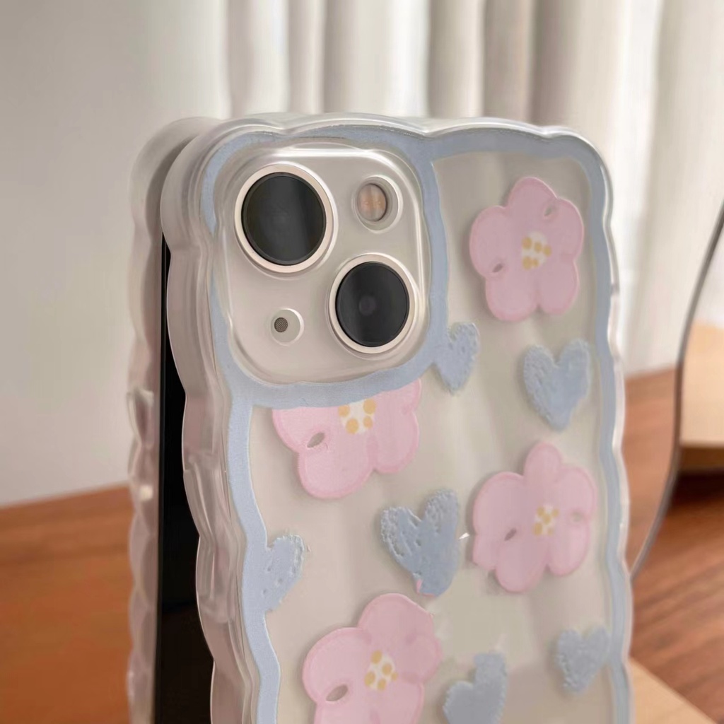 Ốp Điện Thoại Tpu Họa Tiết Hoa Viền Gợn Sóng Cho iPhone 13 13pro 13prm iPhone 11 7Plus 8Plus Xr XS 13 12 Pro Max