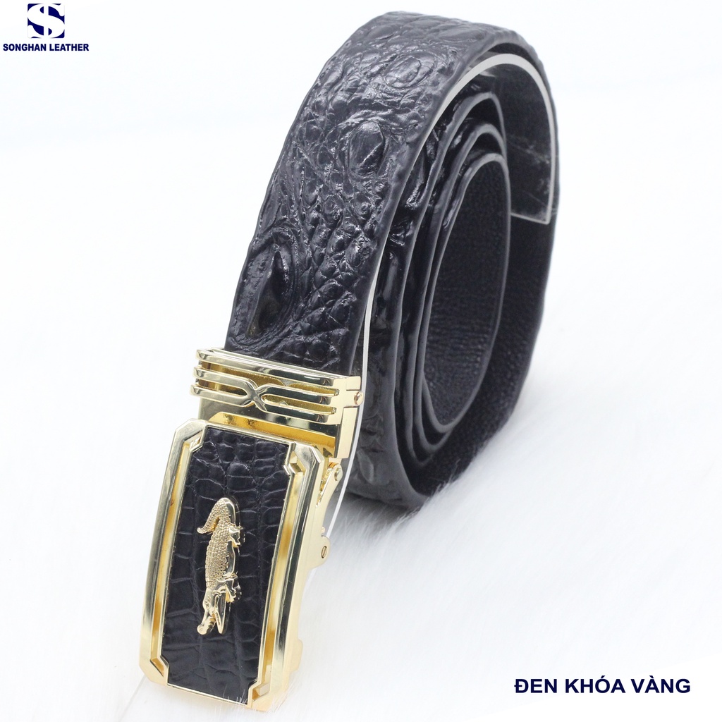 Dây Lưng da cá sấu, dây nịt nam da 3.5cm bản liền không nối.BH 12 tháng kèm mặt Cao Cấp Không Rỉ, Mạ Chống Xước