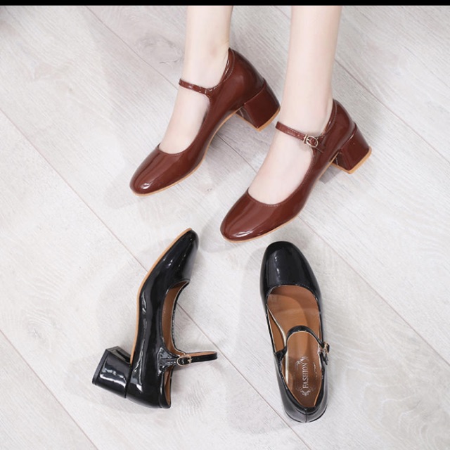 Giày búp bê Mary Jane gót vuông cao cấp ( ảnh thật )