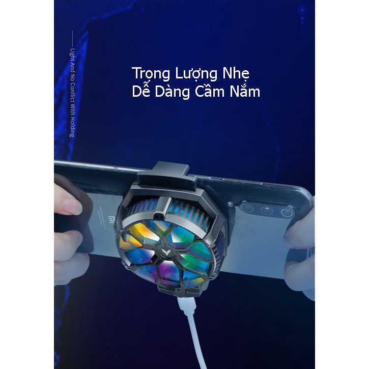 Quạt tản nhiệt điện thoại FY01 -  Làm mát siêu lạnh, Đèn led RGB 7 màu, Kẹp thu vào 2 chiều