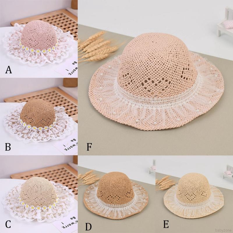 Mũ Cói Đính Nơ Và Ngọc Trai Xinh Xắn Cho Bé Gái
