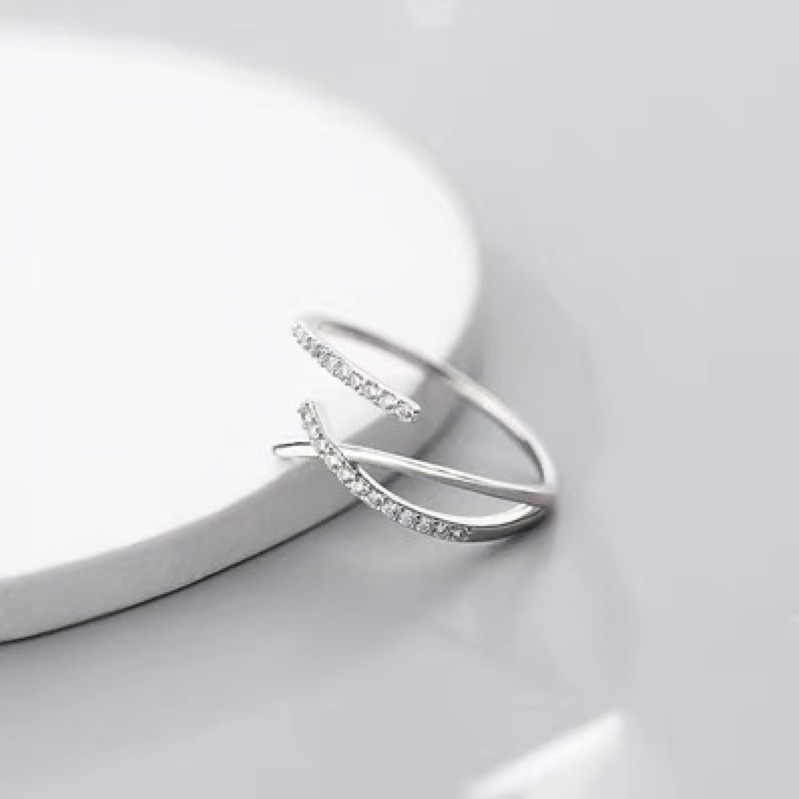 Nhẫn bạc nữ, nhẫn dạng hở đính đá bạc ta nguyên chất