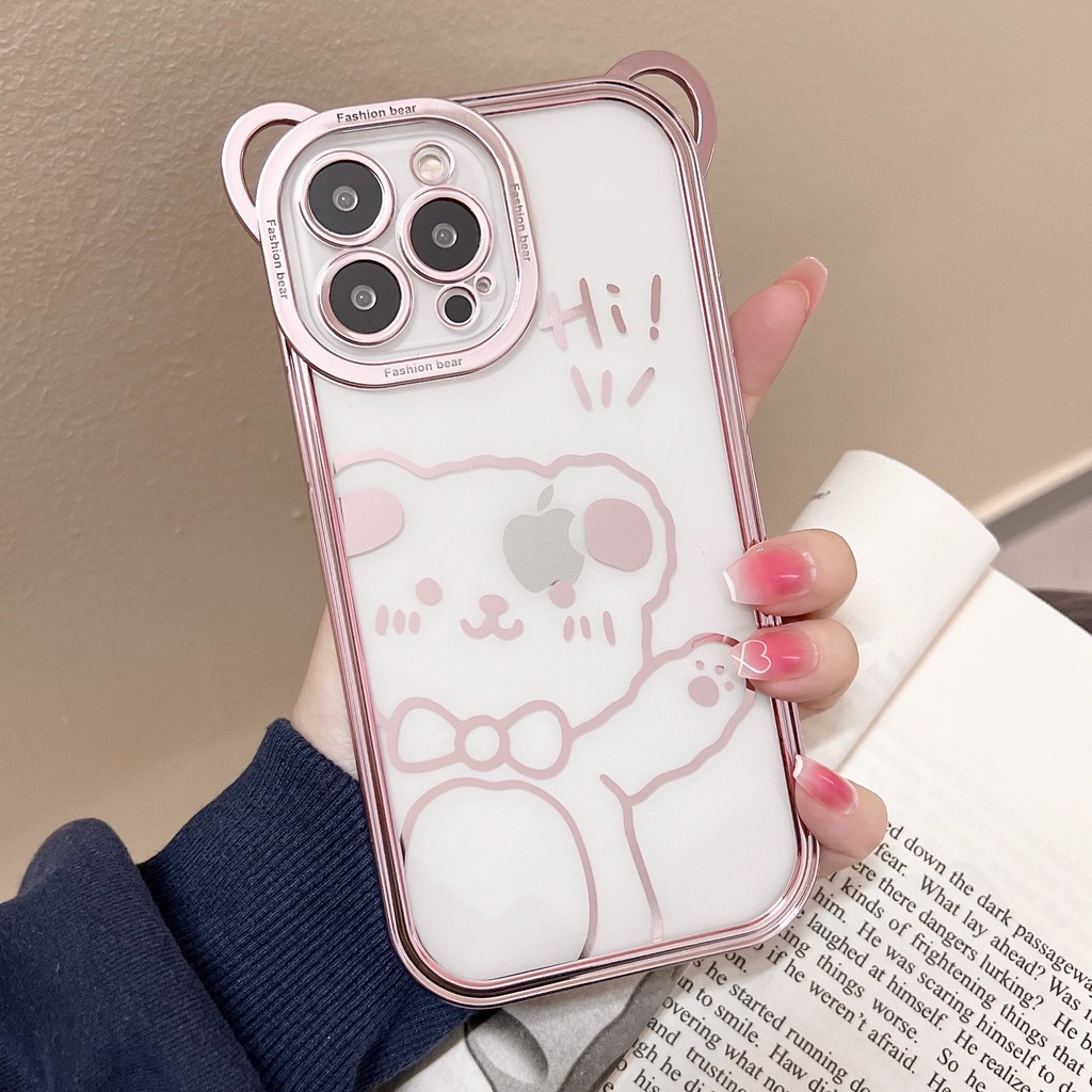 Ốp Điện Thoại tpu Mềm Mạ Điện Hình Gấu Cho iphone 14 pro max 14PLUS 13 pro max ins 12 pro max 11 pro max xsmax