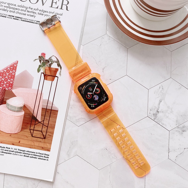 Dây Đeo Đồng Hồ Bằng Tpu Màu Trơn Phát Quang 38mm40mm42mm44mm Tùy Chỉnh Cho Apple Watch