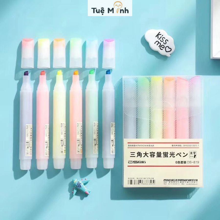 Bút highlight thân trong HI07 bút đánh dấu ghi chú màu pastel đẹp mắt