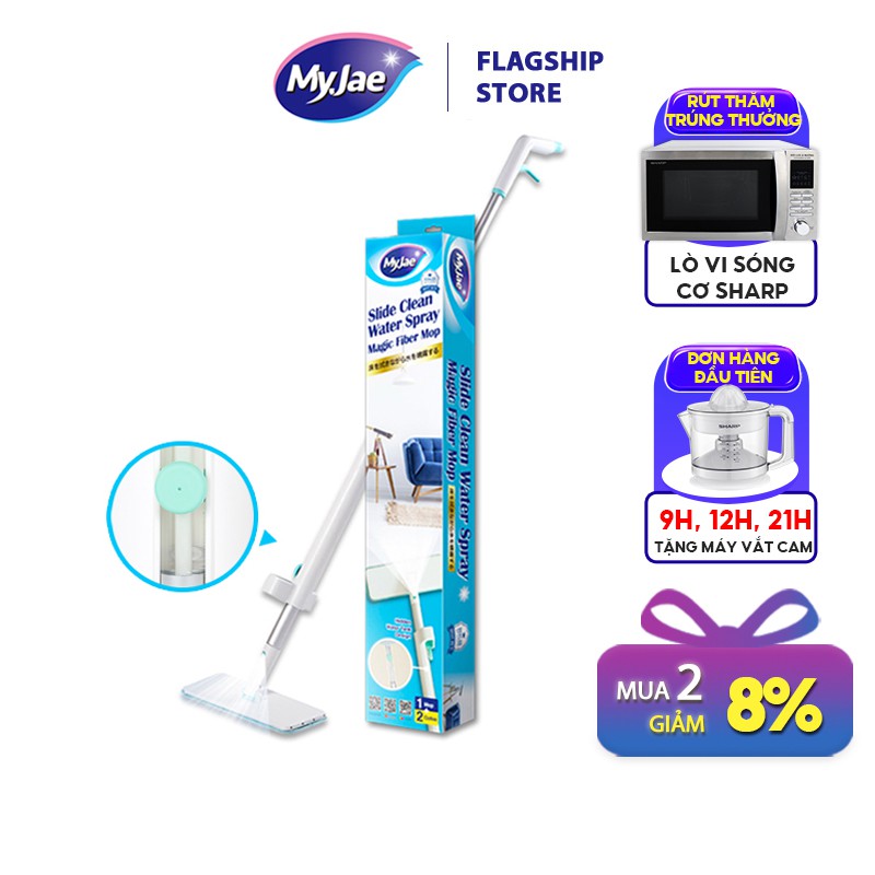 [Mã LIFEHL1511 giảm 10% đơn 250K] Cây lau nhà tự vắt phun sương MyJae xoay 360 độ thông minh