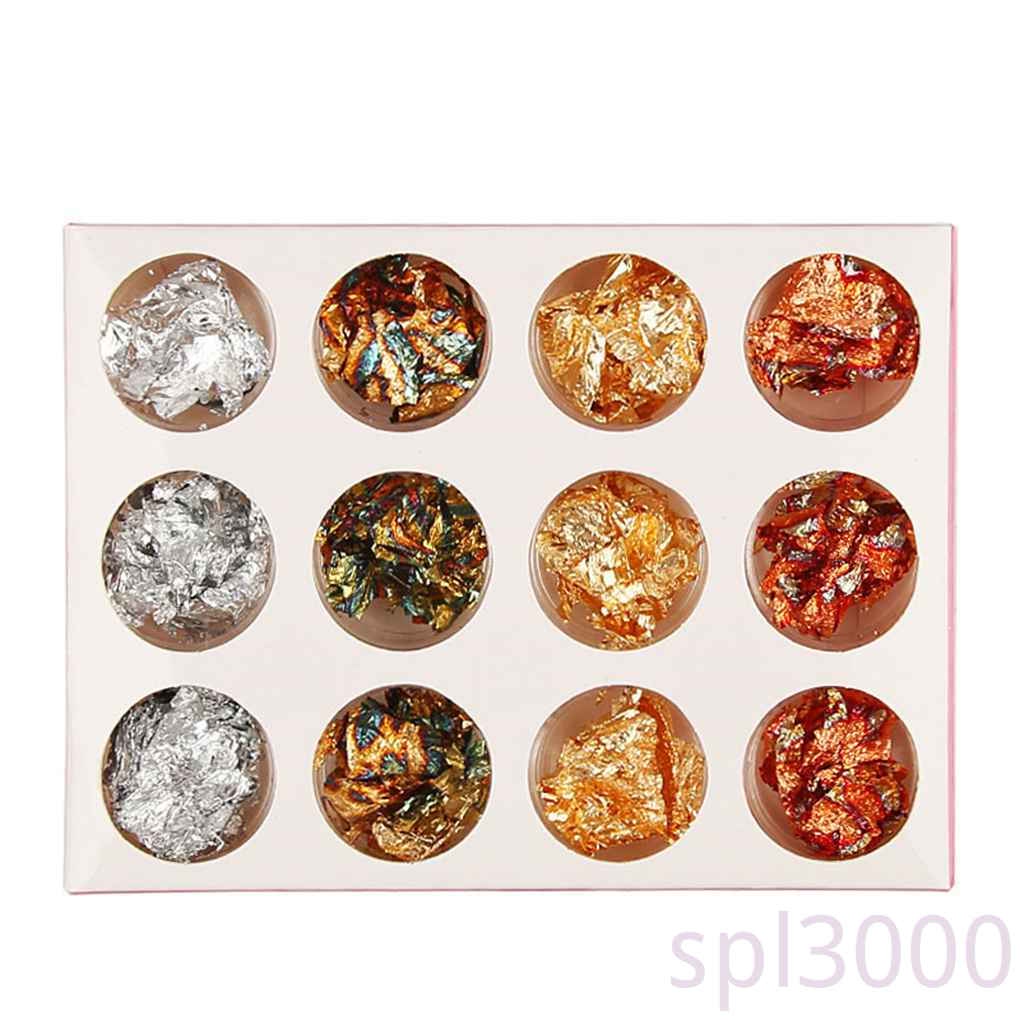 Set 12 lọ miếng dán trang trí móng tay lấp lánh