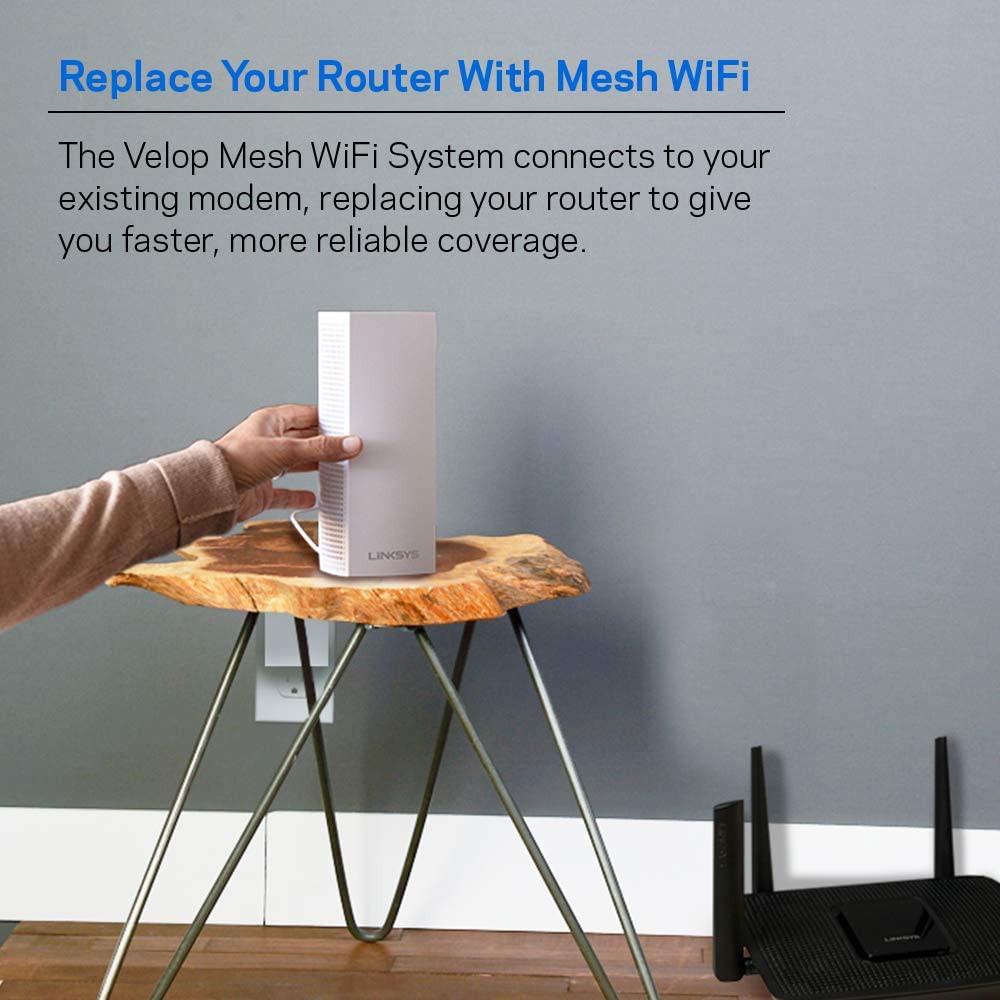 Bộ phát Wifi Linksys Velop WHW0301 Mesh 3 băng tần AC2200Mbps (Hàng chính Hãng)