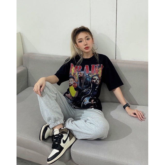 BLANK | Áo Thun DRAKE Tay Lỡ Unisex - Đen/Trắng Cổ Tròn