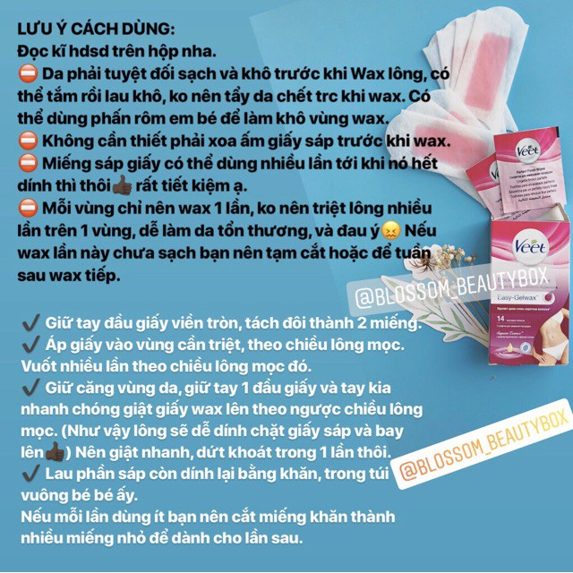 ☫℡❁ Wax VEET triệt lông mặt và tẩy ria mép bằng giấy hiệu quả