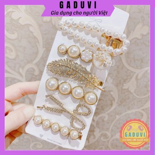 Set Kẹp Tóc Ngọc Trai GADUVI, Kẹp Tóc Hàn Quốc 6 Chi Tiết Hot Trend