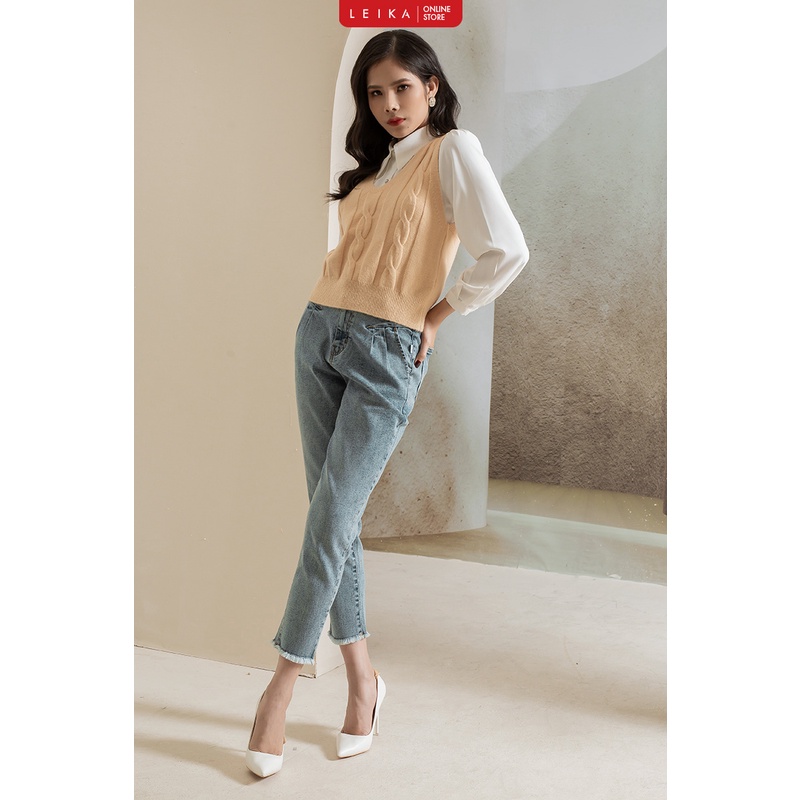 [Mã AFF22MALL30K giảm 30k đơn 99k] Áo len gile nữ xanh, vàng, be LEIKA | BigBuy360 - bigbuy360.vn