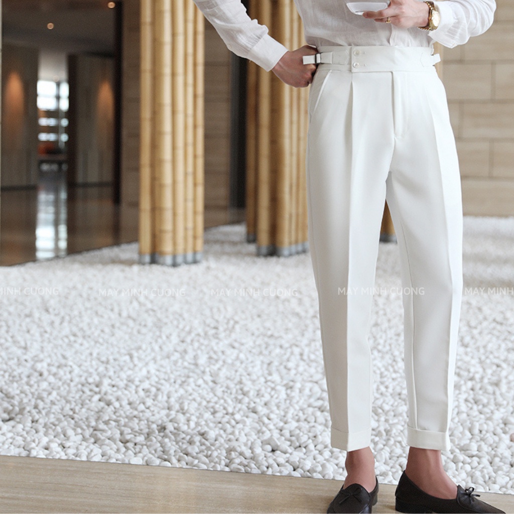 Quần âu nam cao cấp kiểu SIDETAB Phong Cách Ý, Dáng rộng baggy Chất vải Cotton bền bỉ (JA03)