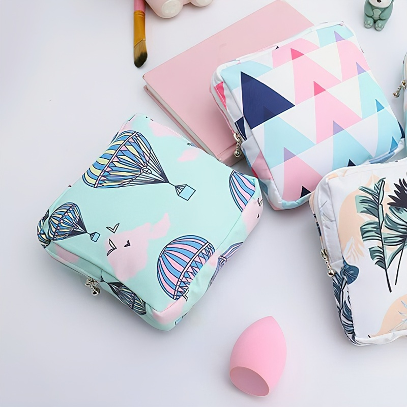 Túi Đựng Tiền/Mỹ Phẩm/Đồ Vệ Sinh Bằng Cotton Có Khóa Kéo Thông Dụng