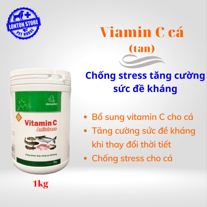 VEMEDIM Vitamin C Antistress cá ( tan)  - Chống stress, tăng cường sức đề kháng lon 1kg,Lonton store