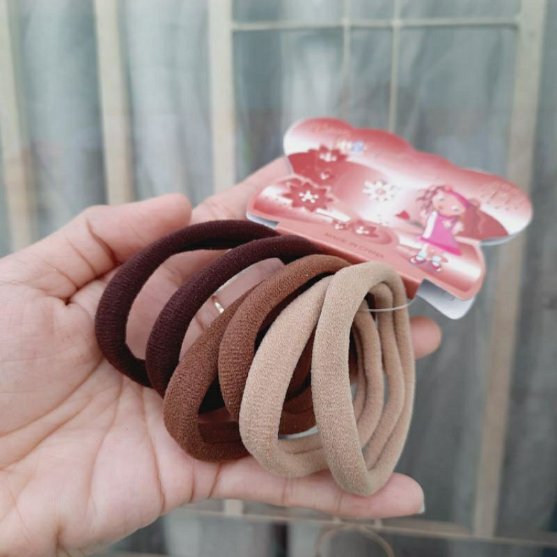 Set 6 dây cột tóc tone màu nâu