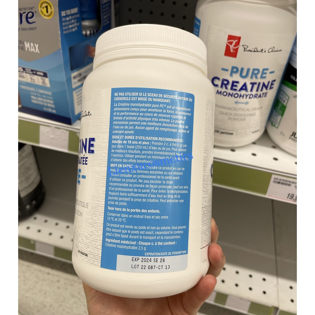 Bột bổ não, tăng cơ President’s Choice Pure Creatine monohydrate 650g, 130 servings, Hsd 2026