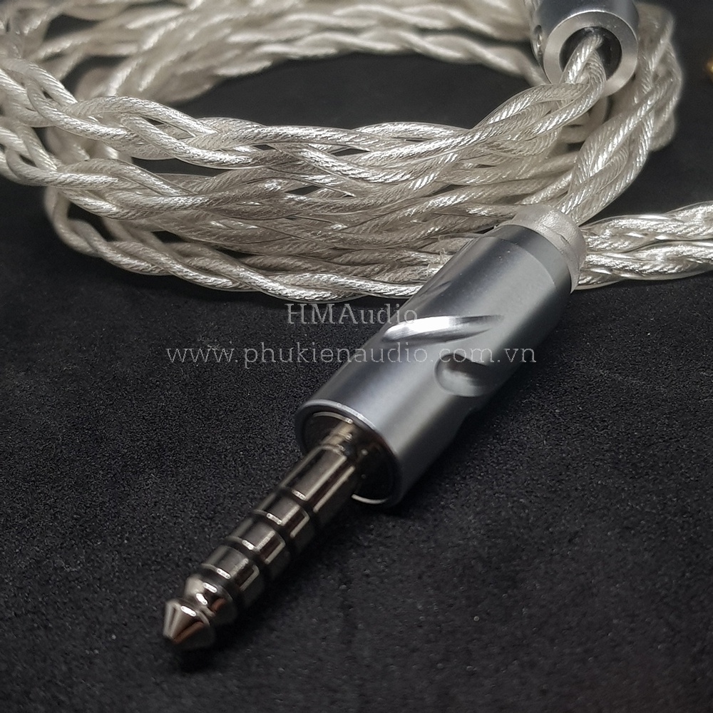 Dây tai nghe đồng mạ bạc 7NOCC Litz 23AWG 1.25mm tết 4 - Connector A2DC
