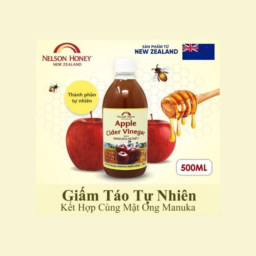 [Hỏa tốc] Giấm táo với mật ong Manuka Nelson Apple Cider Vinegar with Manuka Honey Blend 500ml