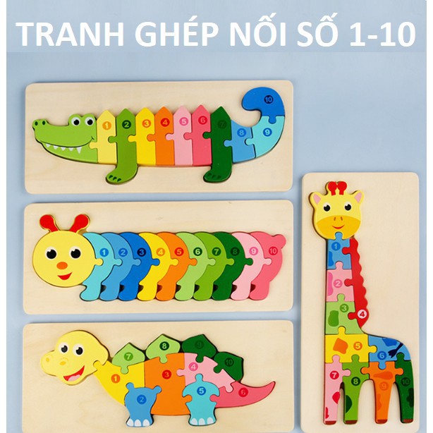 Tranh Ghép Nối Số - Tranh Ghép Bằng Gỗ 3D Nối Số Cho Trẻ