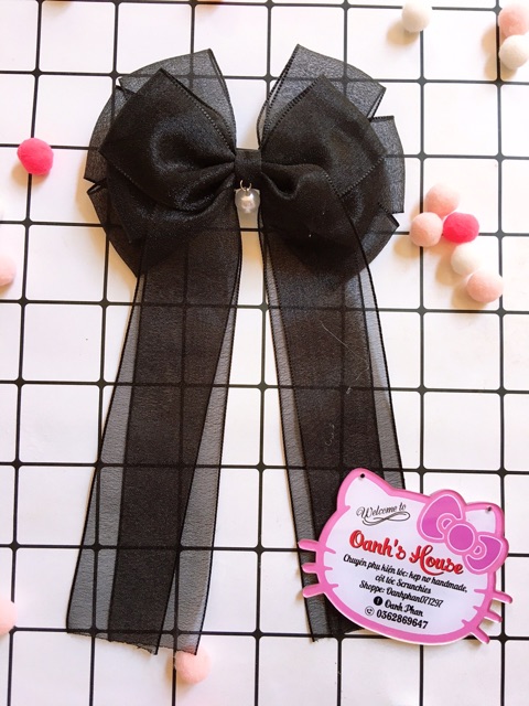 Kẹp nơ voan nhũ cao cấp