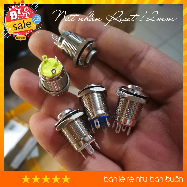 Nút nhấn nhả 12mm có đèn/ không có đèn vỏ kim loại chống gỉ