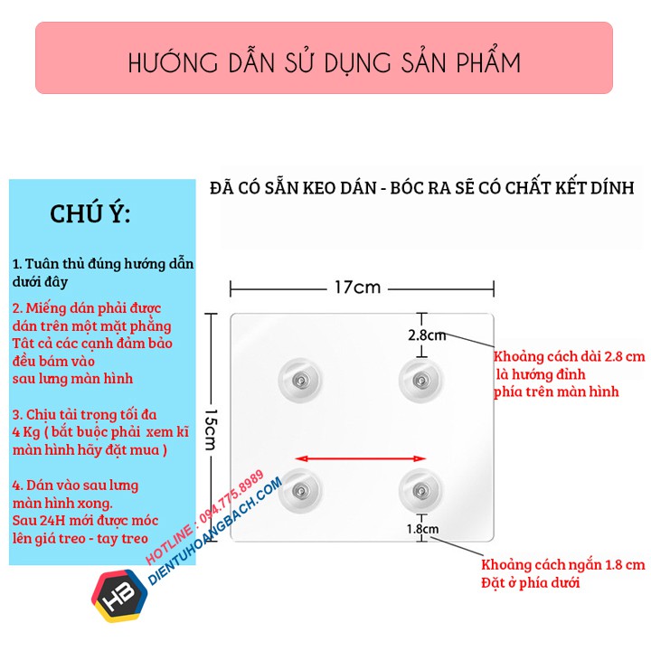 Tấm Dán Siêu Chắc Tạo Ốc VESA - Dùng Cho Màn Hình 17 - 27 Inch Không Có Lỗ Ốc - Lắp Đặt Cùng Giá Treo Màn Hình Máy Tính