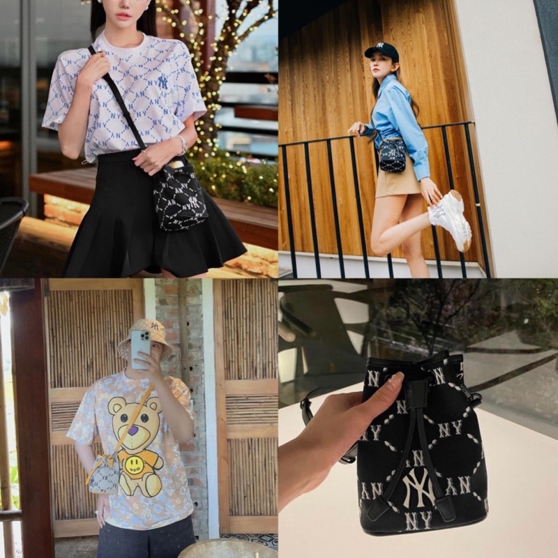 Túi đeo chéo rút dây M/lb mini monogram jacquard BASIC BLACK hàng chuẩn 1:1
