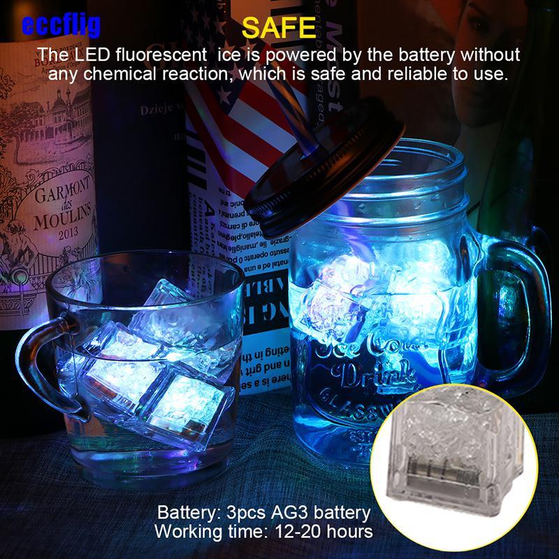 ECC LED Ice Cubes Glowing Party Ball Flash Light Luminous Neon Wedding Festival Bar