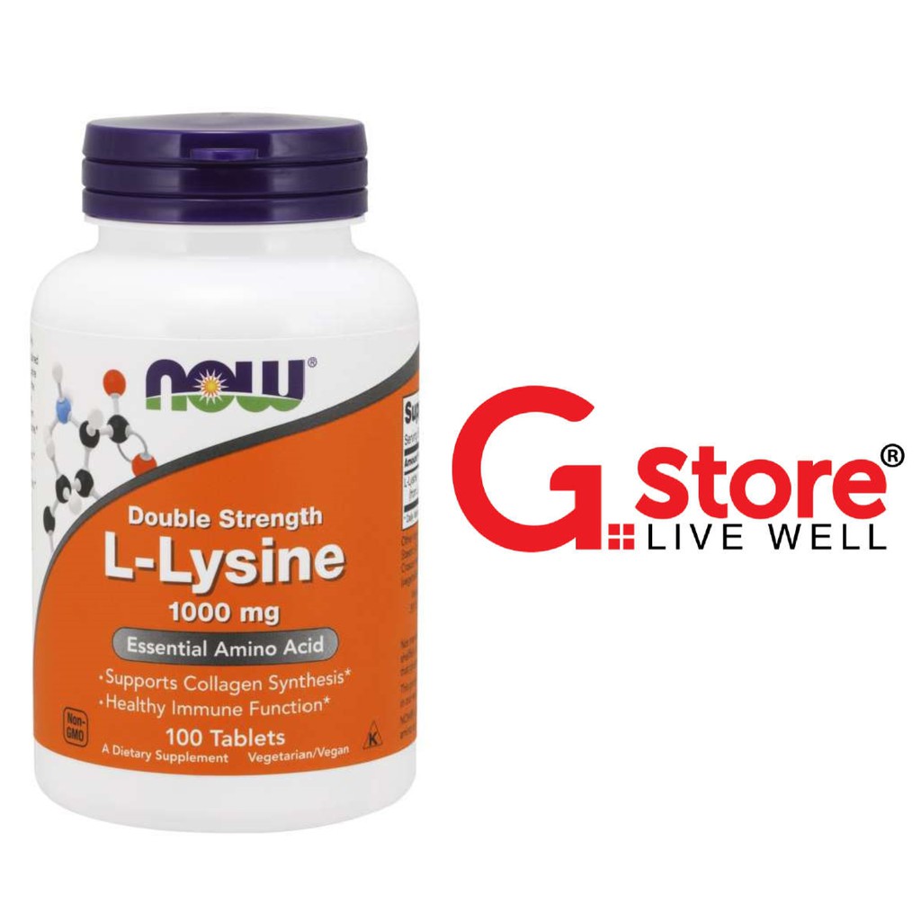 Thực Phẩm Bổ Sung Phòng Ngừa Mụn Ngoài Da, Mụn Do Nội Tiết Tố NOW L-Lysine - Double Strength 1000 mg (100 Viên )