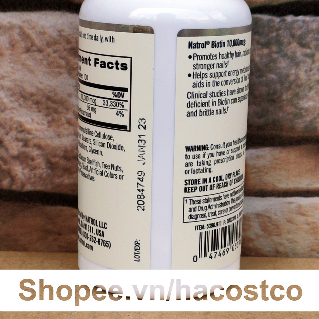 DATE XƯỚC - Biotin 10000 Mcg 100 Viên Của Mỹ - Biotin 10.000 mcg | Thế Giới Skin Care