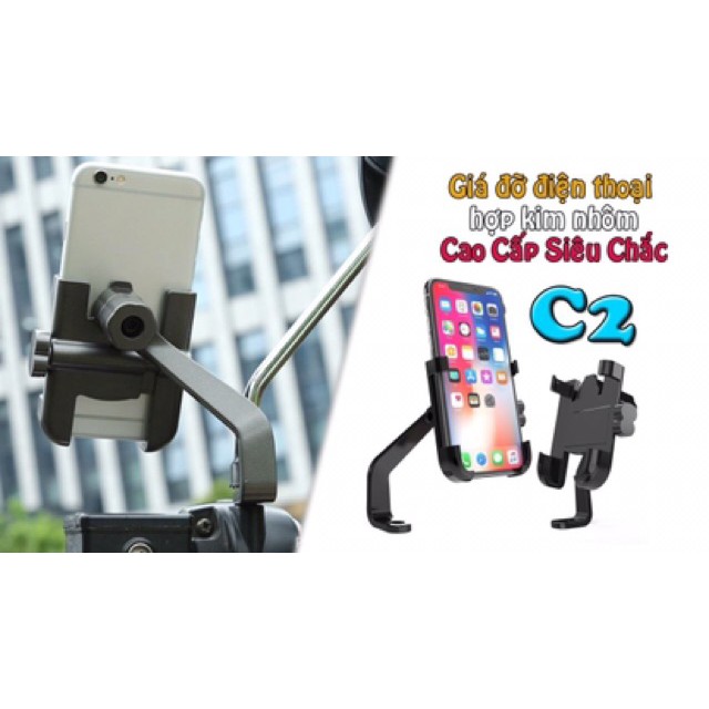 KẸP ĐIỆN THOẠI KIM LOẠI KẸP CHÂN GƯƠNG XE MÁY C2 | BigBuy360 - bigbuy360.vn