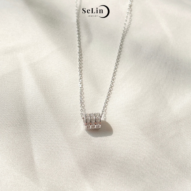 Dây chuyền bạc nữ 925 đẹp đính đá cao cấp hình trụ SELIN JEWELRY - 0003