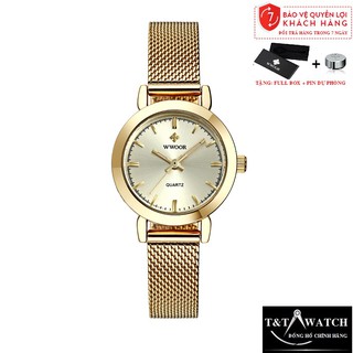 ĐÔNG HỒ NỮ WWOOR 8823 DÂY LƯỚI THÉP KHÔNG GỈ