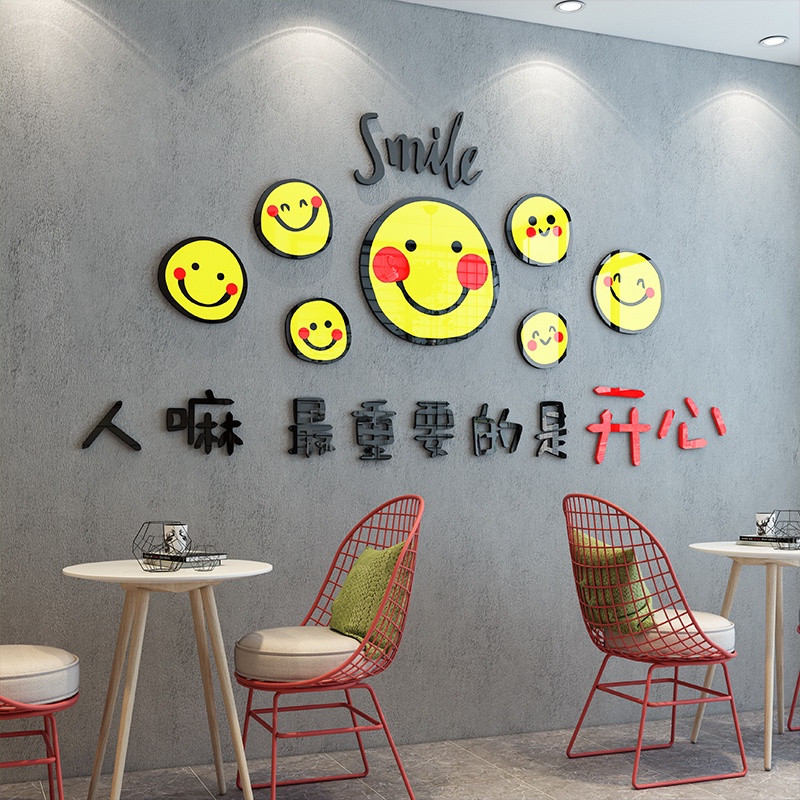 Tranh mica dán tường - hình mặt cười cảm xúc trang trí cửa hàng, quán ăn, địa điểm kinh doanh