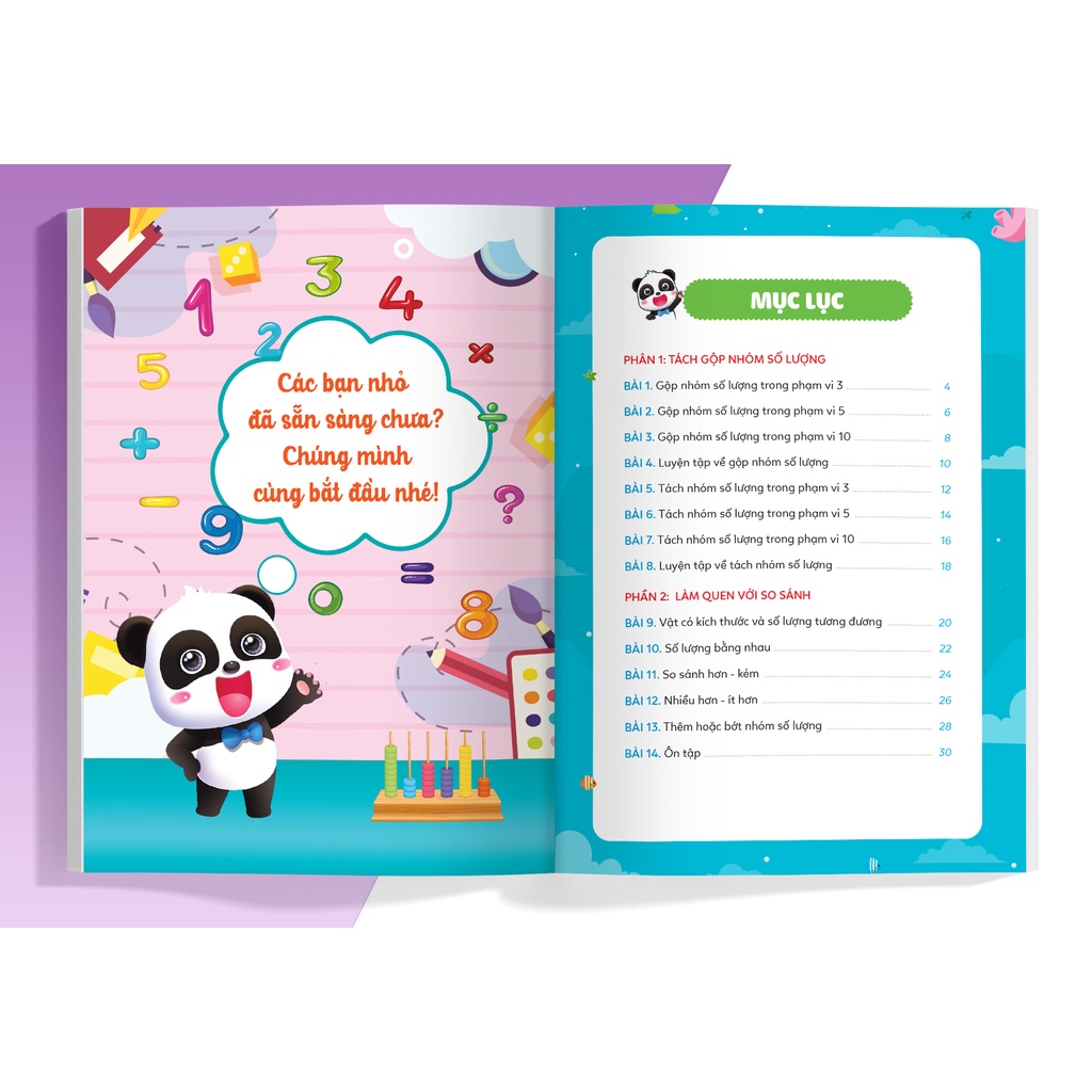 Sách Phiếu luyện toán tư duy cùng Gấu KiKi 4: Tách gộp nhóm số lượng - Làm quen với so sánh - MGB
