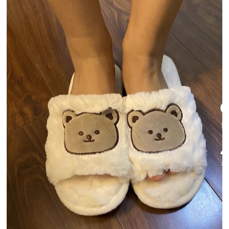 Dép bông đi trog nhà mùa đông hình mặt gấu 🐻/ảnh thật 4pic gần cuối/