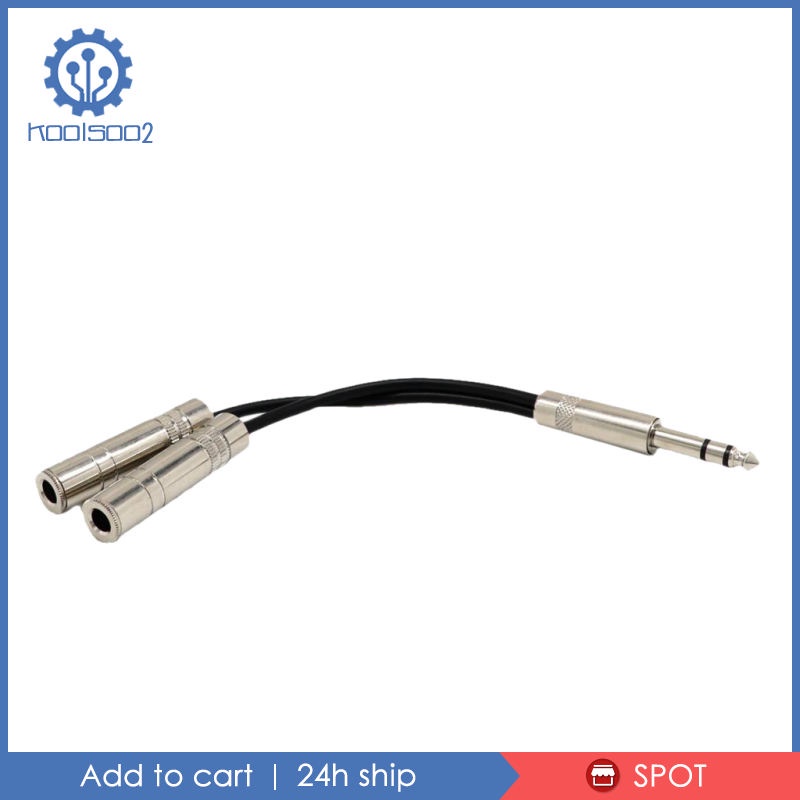 6.35mm Stereo Plug / Male to Dual 1/4'' 6.35mm Jack /Female Splitter Adapter