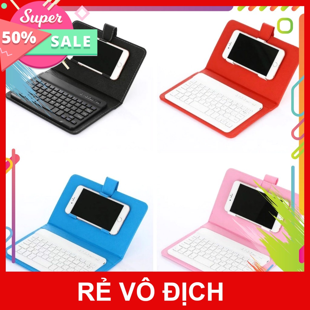 BAO DA KÈM BÀN PHÍM BLUETOOTH CHO ĐIỆN THOẠI, MTB, IPAD (7454, LM) [HCM]