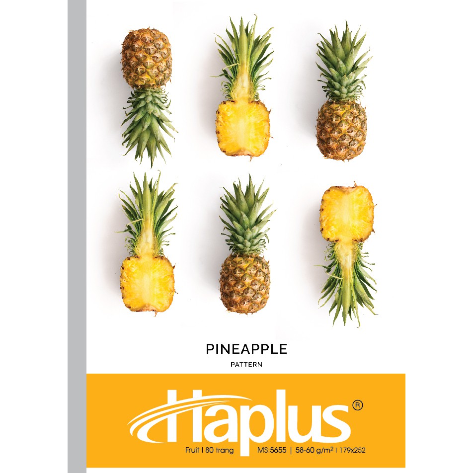 HẢI TIẾN Lốc Vở kẻ ngang Haplus - Fruit (80, 120, 200 trang)