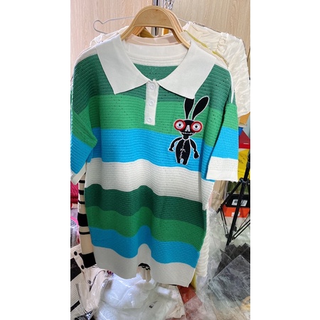 Váy len polo thỏ kẻ sọc hàng quảng châu loại 1