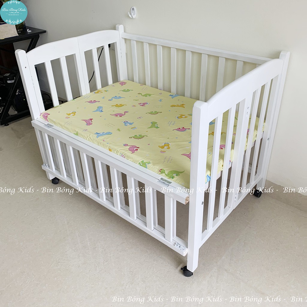 Ga Bọc Đệm Cũi Cho Bé (Khủng Long Vàng) - Chất Liệu Vải Thô Lụa Cao Cấp
