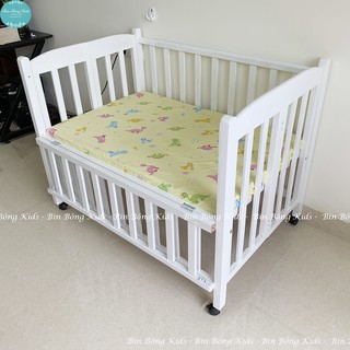 Ga Bọc Đệm Cũi Cho Bé (Khủng Long Vàng) - Chất Liệu Vải Thô Lụa Cao Cấp