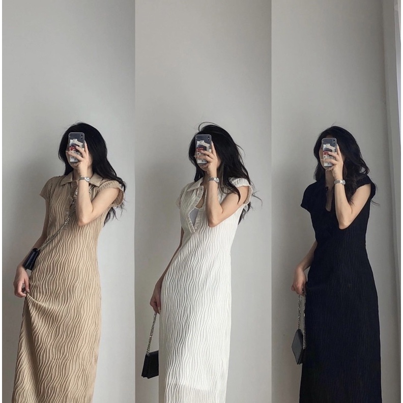 Váy nhún lượn sóng kèm váy dây