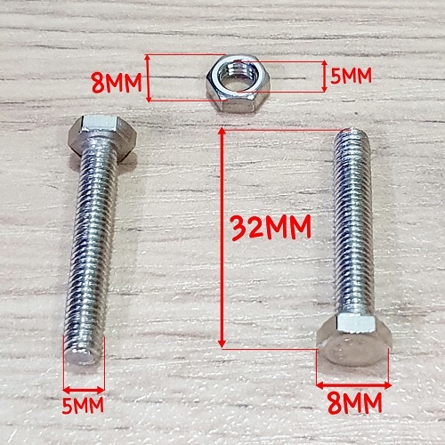 Set Bộ Gồm 10 Vít Đầu Bằng Lục Giác Ngoài Và Bù Lon Inox 304 Size M5 (5x30mm)