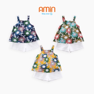 Set đồ cho bé gái 1-3 tuổi áo hai dây quần thun ngắn dịu dàng đáng yêu