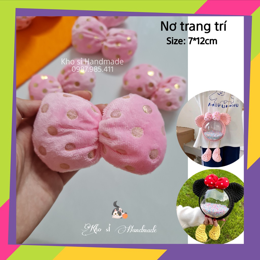 Nơ vải chấm bi trang trí túi Handmade