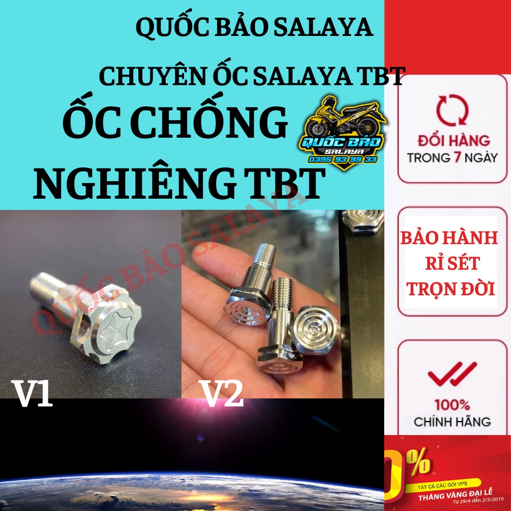 Ốc chống nghiêng TBT v1 v2 inox 304 dành cho honda yamaha bảo hành trọn đời