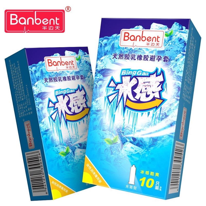 Bao cao su BANBENT Biggan hương bạc hà, cảm giác the mát,siêu mỏng 0.01, nhiều gel, 10 bcs kèm quà tặng