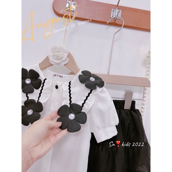 (11kg-20kg) Set Áo sơ Mi Hoa +Chân Váy Tiểu Thư Cho Bé Gái Xinh Xắn